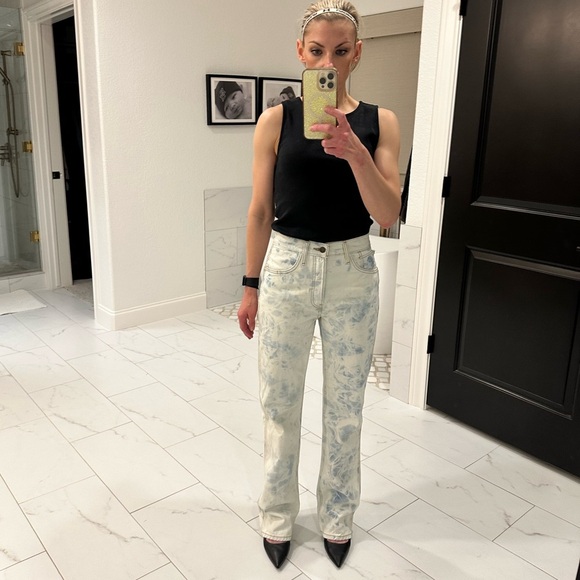 Re/Done Jeans 90s High Rise Loose Light Blue White Tie-Dye Size 25 NWT $279 MSRP - Picture 10 of 13